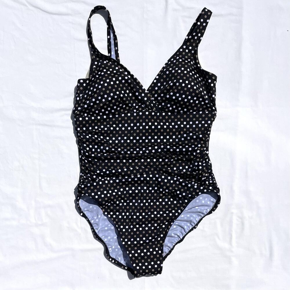 Miraclesuit Slimming One Piece Swimsuit Womens Plus 18 Black Brown Polka Dot